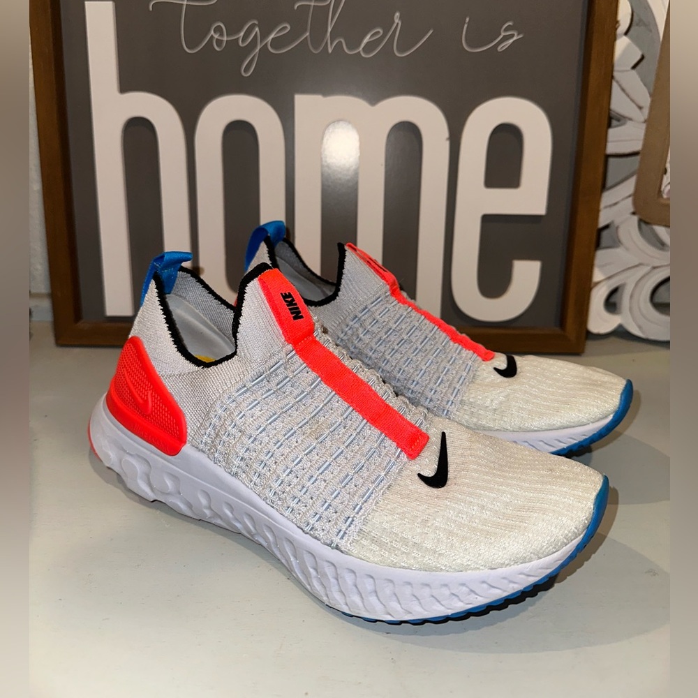Nike React Phantom Run Flyknit 2 Shoes Women's 8 Grey CrimsonDv2179-001Preowned - Picture 2 of 11